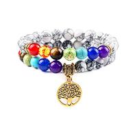 2 unids/set 7 Chakra tibetano budista piedra Natural cuentas pulsera y brazaletes árbol de la vida mujeres hombres Yoga energía joyería, estilo 9