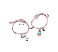 2 Unids/set Astronauta Cohete Papas Fritas Coque Trenzado Kit Pulsera Amistad Amistoso Amor Parejas Pulsera Joyería de Regalo