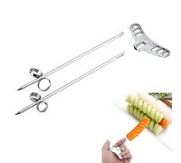 2 unids/set Cortadoras en espiral de verduras de acero inoxidable Cortadoras manuales Patata Zanahoria Pepino Rodillo de talla Herramienta de corte de cocina para el hogar