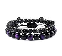 2 unids/set de pulseras de cuentas para hombre, brazaletes trenzados de piedra de ojo de tigre Natural, pulsera ajustable, joyería de muñeca de Yoga para mujer, estilo 11