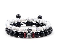 2 unids/set de pulseras para hombre, piedra de ojo de tigre Natural, pulsera de cuentas de Lava negra, brazaletes de hilo ajustables hechos a mano, joyería de Yoga para mujer, estilo 5
