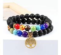2 unids/set de pulseras y brazaletes blancos de 7 Chakras para hombres y mujeres, cuentas de piedra natural, pulseras budistas tibetanas, joyería de energía de árbol de la vida, estilo 5