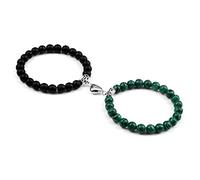 2 unids/set pareja pulseras hombres 8mm Natural ojo de tigre malaquita cuentas de piedra corazón imán brazalete amistad mujeres Yoga joyería, estilo 8