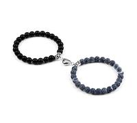 2 unids/set pareja pulseras hombres 8mm Natural ojo de tigre malaquita cuentas de piedra corazón imán brazalete amistad mujeres Yoga joyería, estilo 11