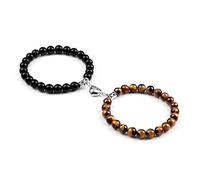 2 unids/set pareja pulseras hombres 8mm Natural ojo de tigre malaquita cuentas de piedra corazón imán brazalete amistad mujeres Yoga joyería, estilo 4