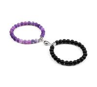 2 unids/set pareja pulseras hombres 8mm Natural ojo de tigre malaquita cuentas de piedra corazón imán brazalete amistad mujeres Yoga joyería, estilo 10