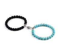 2 unids/set pareja pulseras hombres 8mm Natural ojo de tigre malaquita cuentas de piedra corazón imán brazalete amistad mujeres Yoga joyería, estilo 7
