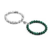 2 unids/set pareja pulseras hombres 8mm Natural ojo de tigre malaquita cuentas de piedra corazón imán brazalete amistad mujeres Yoga joyería, estilo 9