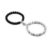 2 unids/set pareja pulseras hombres 8mm Natural ojo de tigre malaquita cuentas de piedra corazón imán brazalete amistad mujeres Yoga joyería, estilo 1