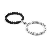 2 unids/set pareja pulseras hombres 8mm Natural ojo de tigre malaquita cuentas de piedra corazón imán brazalete amistad mujeres Yoga joyería, estilo 2