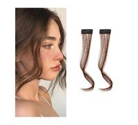 2 unids/set pelo sintético flequillo clip en la parte delantera flequillo ondulado rizado extensiones de pelo 30 cm largo natural dragón barba flequillo extensión de pelo para mujeres (marrón claro)