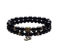 2 Unids/Set Perlas Unisex Vintage Cabeza de Buda Yoga OM Pulseras Colgantes Regalo de Joyería Día de San Valentín - Negro Conveniente y Práctico Dexterous and Professional