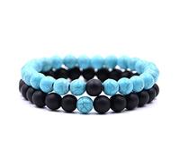 2 unids/set pulsera de distancia para parejas hombres ojos de tigre pulseras clásicas de Buda con cuentas de piedra Natural, azul negro