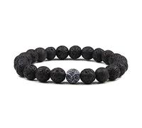 2 Unids/set Pulseras con Cuentas Juego de Brazaletes Piedra de Lava Natural Parejas Distancia Energía Cuerda Elástica Hombres Mujeres Mejor Amigo Joyería Regalo-Negro Lava_CHINA