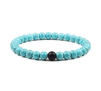 2 unids/set pulseras con cuentas, juego de brazaletes, piedra de lava natural, parejas, energía a distancia, cuerda elástica, hombres, mujeres, mejor amigo, joyería, regalo-Blue_CHINA