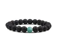 2 Unids/set Pulseras de Cuentas Juego de Brazaletes Piedra de Lava Natural Parejas Distancia Energía Cuerda Elástica Hombres Mujeres Mejor Amigo Joyería Regalo-Verde Lava_CHINA