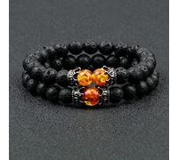 2 unids/set pulseras para mujer Natural 6mm negro piedra mate Pave CZ corona Imperial cuentas de cobre brazalete hombres joyería Pulseira,8mm