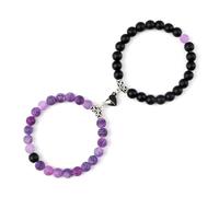 2 unids/set romántico forma de corazón pulseras colgantes con imán 6 8MM brazaletes piedra desgastada joyería pareja hecha a mano Strench(8mmstyle 15)