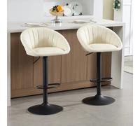 2 unids/set taburetes de Bar ajustables en altura terciopelo/cuero sintético taburetes altos de cocina silla de Bar ergonómica giratoria 360 con respaldo Black velvet