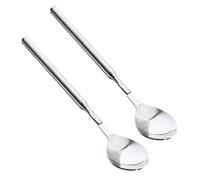 2 utensilios de comedor expandibles para barbacoa, cubiertos portátiles de acero inoxidable para cocinar al aire libre, picnics y cenas, tenedor telescópico de postre de acero inoxidable