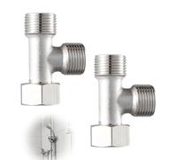 2 válvulas angulares de 3/8 T, pieza de 1/2 pulgadas, válvula de conexión de 3 vías, distribuidor de grifo, válvula de desviación, válvula robusta en T, adaptador en T para tanque de inodoro, lavadora
