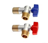 2 válvulas angulares de latón macizo de 1/2 pulgadas, válvula de bola para | Para calentadores de agua y baños, resistente a alta presión con cinta de sellado y cubierta, y azul