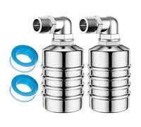 2 válvulas de flotador para tanque de agua, válvula de flotador automática de acero inoxidable 304, válvula de control de nivel de agua con cinta de sellado de grifo, válvula de control de nivel de