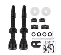 2 válvulas Presta Tubeless color negro, vástago de válvula sin cámara, de aluminio superligero, antifugas, con herramienta de extracción de núcleo y tapas de vástago de válvula, apto para la mayoría