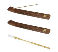 2 varillas de incienso, 1 cepillo de incienso de latón, soporte para varillas de incienso de sándalo, soporte para incienso, soporte para incienso para el hogar