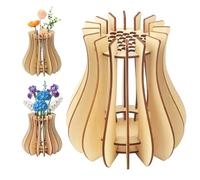 2 Vases de Bois, Vase para Flores Lego, Jarrón Puzzle de Madera DIY para Ramo de Flores Lego, Soporte para Lego Botanicals, Rosas Lego y Tulipanes Lego, Set Decorativo de Madera, Regalo para Mujeres