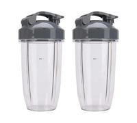 2 Vasos Altos De 710 Ml Con Tapa Abatible, Compatibles Con Nutribullet, Licuadoras Y Exprimidores De 600 W Y 900 W (NB-101B 900 Pro Series). Fácil Limpieza.