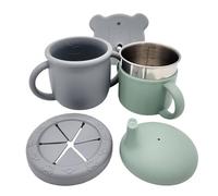 2 Vasos Aprendizaje Bebé, Vasos de Silicona Bébe, Copos Bebe, Vaso con Asa antigoteo, Pack de Vaso Antiderrame y Taza Aprendizaje 2 en 1, Magic Cup Baby, Taza convertible para beber y comer. (NIÑOS)