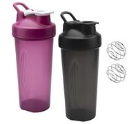 2 vasos de batido de proteína de 600 ml con bola, indicador ML, a prueba de fugas, agitador in otella de gimnasio para batido de proteínas en polvo cremoso