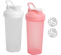 2 vasos de batido de proteínas de 600 ml con bola, indicador ML, a prueba de fugas, batidor de proteínas, agitador de proteínas, botella de gimnasio, botella para batido de proteínas en polvo cremoso