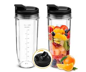 2 vasos de licuadora de repuesto de 32 oz con tapa Sip & Seal compatibles con Nutri Ninja BL450 BL454 Bl455 BL456 BL480 BL481 BL482 BL490 BL640 BL642 BL682 SS101 SS401 SS351
