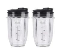 2 Vasos De Repuesto De 18 Oz For Licuadora Ninja Con Tapa, Compatibles Con Ninja Auto IQ BL480, BL642, BL450, BL682, BL480, BL490, BL640 Y BL680.