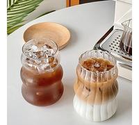 2 vasos de vidrio acanalado de 18 onzas, vasos de cóctel ondulados vintage para café helado, jugo, bebidas y leche