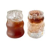 2 Vasos de Vidrio Acanalados, Vasos de Café Helado con Forma de Calabaza, Vasos de Vidrio Ondulado, Vasos de Bebidas con Forma de Onda, Cristalería Vintage Acanalada para Café Helado, Jugo, Bebida, Le