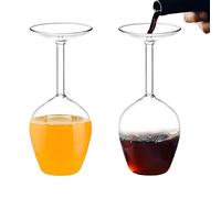 2 vasos de vino al revés, 400 ml de copa de cóctel invertida con tallo largo, vaso de vidrio transparente novedoso para vino tinto, whisky, cóctel, uso en fiesta y bar