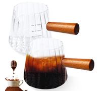 2 vasos medidores de café expreso, 180 ml, doble vaso medidor con mango de madera, vaso de chupito de espresso, vaso de leche de cristal, mini taza de espresso, mini jarra de leche para restaurante