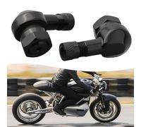 2 vástagos de válvula de neumático de aluminio CNC de 90 grados para ruedas sin cámara de motocicleta con sello de goma para tamaño de llanta de 11.3 mm (negro)