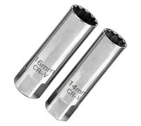 2 velas con forma de llave de 16 mm/14 mm Llave magnética para bujías de pared delgada con junta universal, herramienta para bujías de 3/8" con 12 ángulos