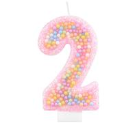 2 velas de cumpleaños de macarrón rosa para niñas, vela número 2 de macarrón pastel arcoíris para pastel, decoración colorida para tartas de segundo cumpleaños para niña, decoración de fiesta de boda
