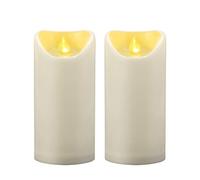 2 velas de pilar LED resistentes al agua al aire libre sin llama con temporizador parpadeante de resina de plástico y luz decorativa eléctrica para faroles, patio, boda, decoración de 3 x 6 pulgadas