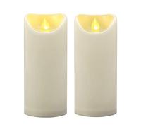 2 velas de pilar LED sin llama, resistentes al agua, funciona con pilas, con temporizador, resina de plástico, luz decorativa eléctrica, para linterna, patio, boda, decoración de 3 x 7 pulgadas
