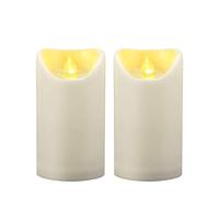 2 velas de pilar LED sin llama, resistentes al agua, funciona con pilas, con temporizador, resina plástica, luz decorativa eléctrica, para linterna, patio, jardín, boda, decoración de 3 x 5 pulgadas