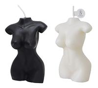 2 velas en forma de cuerpo, vela de soja para el cuerpo femenino, vela perfumada para el día de San Valentín, decoración del hogar para dormitorio, baño, decoración estética (blanco, negro)