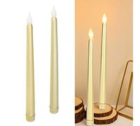 2 Velas LED sin Llama, Velas Cónicas LED Realistas, Candelabros LED Brillantes Parpadeantes que Funcionan con Pilas, Luz LED Decorativa para Fiestas, Bodas, Halloween, Navidad (Oro en spray completo)