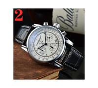 (2) Venta caliente Nuevo Reloj Zeppelin Moda Tres Ojos Running Second Cronógrafo Multifuncional Cuero