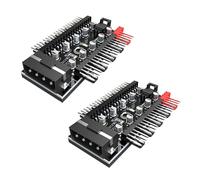 2 ventiladores de refrigeración para PC, 10 en 1, divisor de 4 pines, adaptador de fuente de alimentación, control inteligente de temperatura